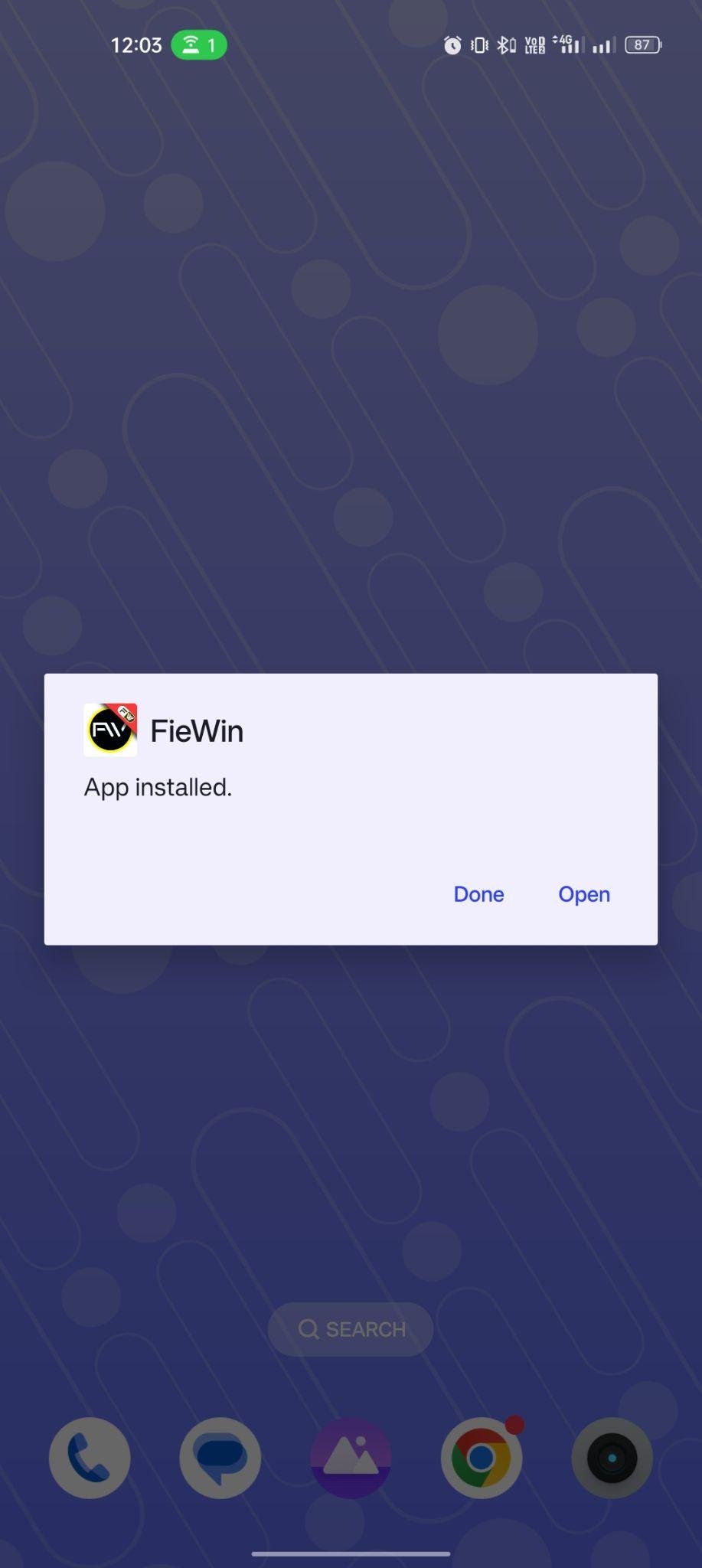 FieWin apk installed