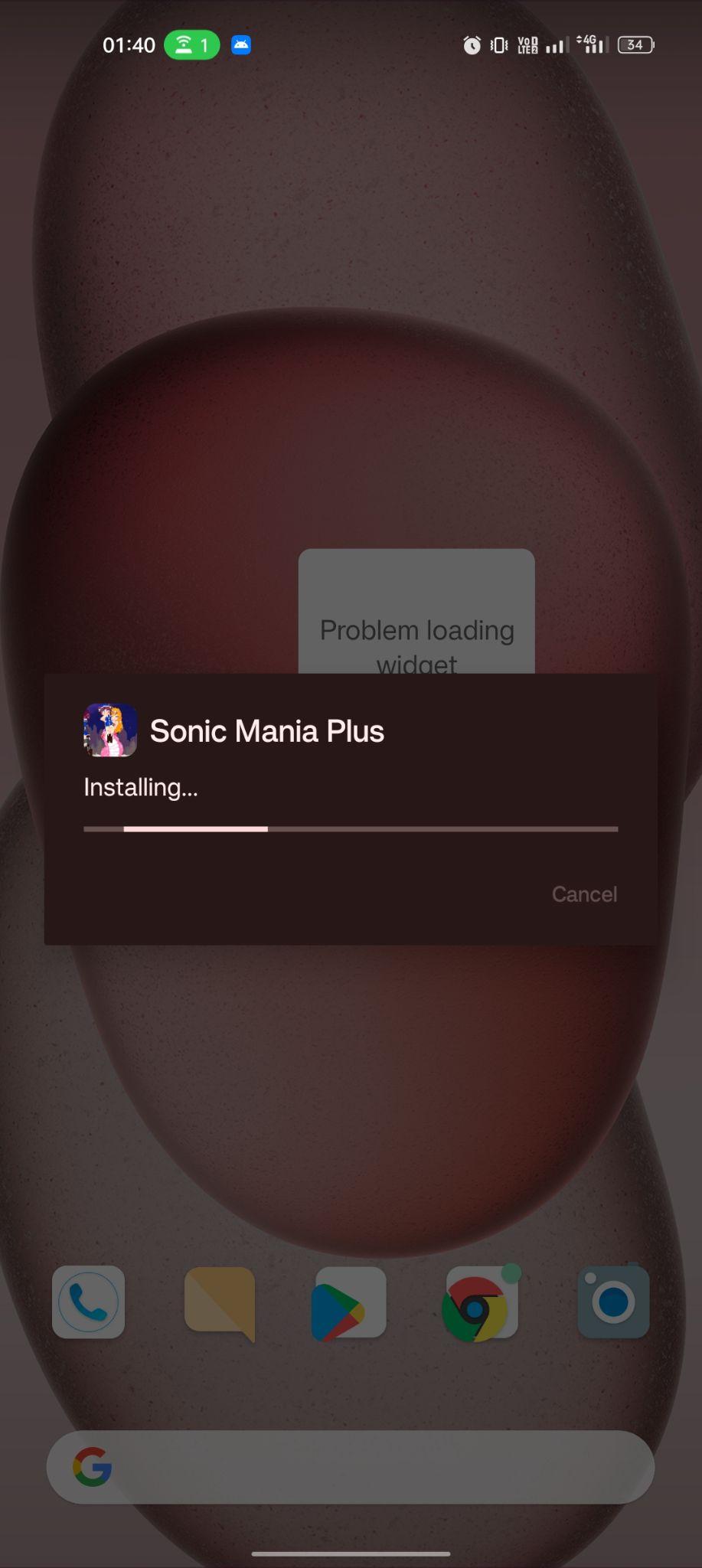 Sonic Mania Plus apk installing