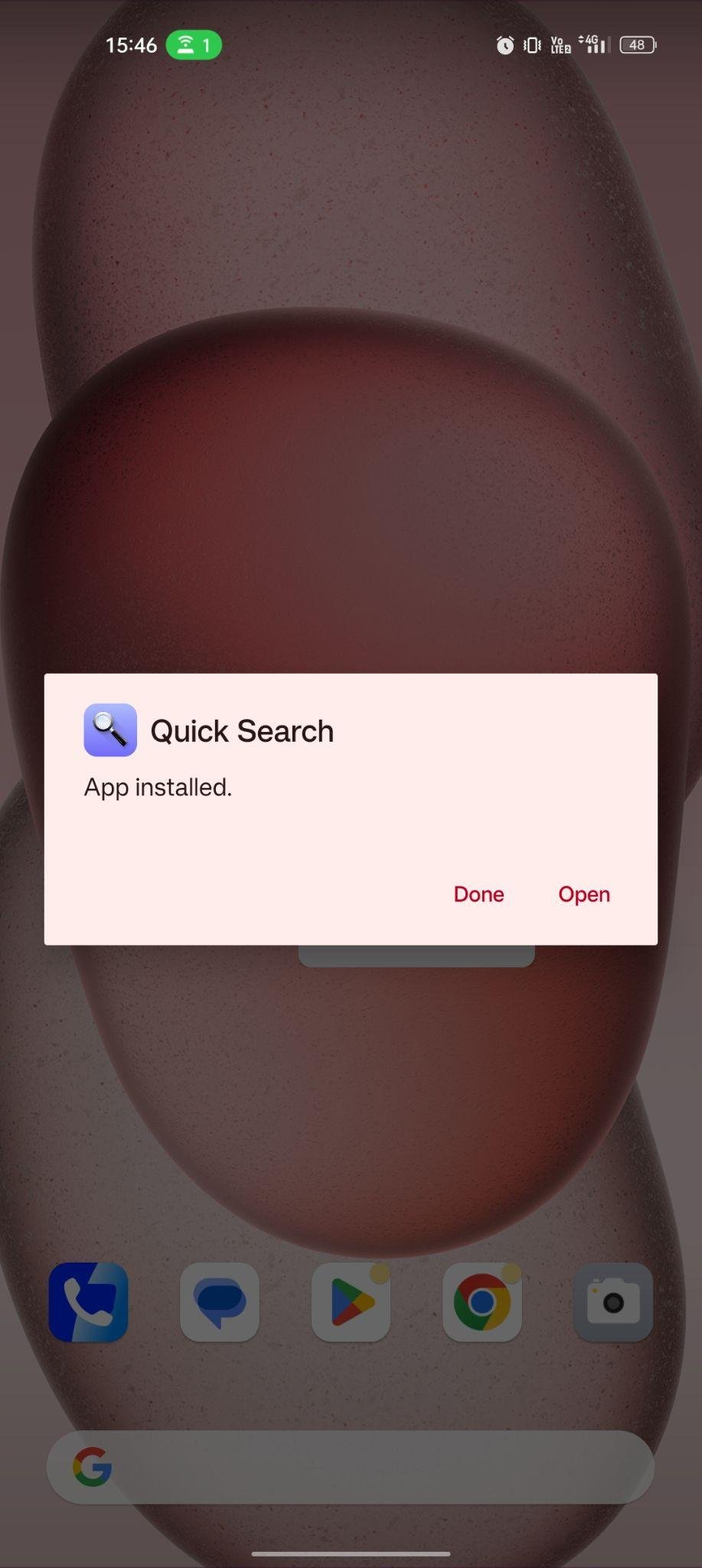 Quick Search Widget apk installed