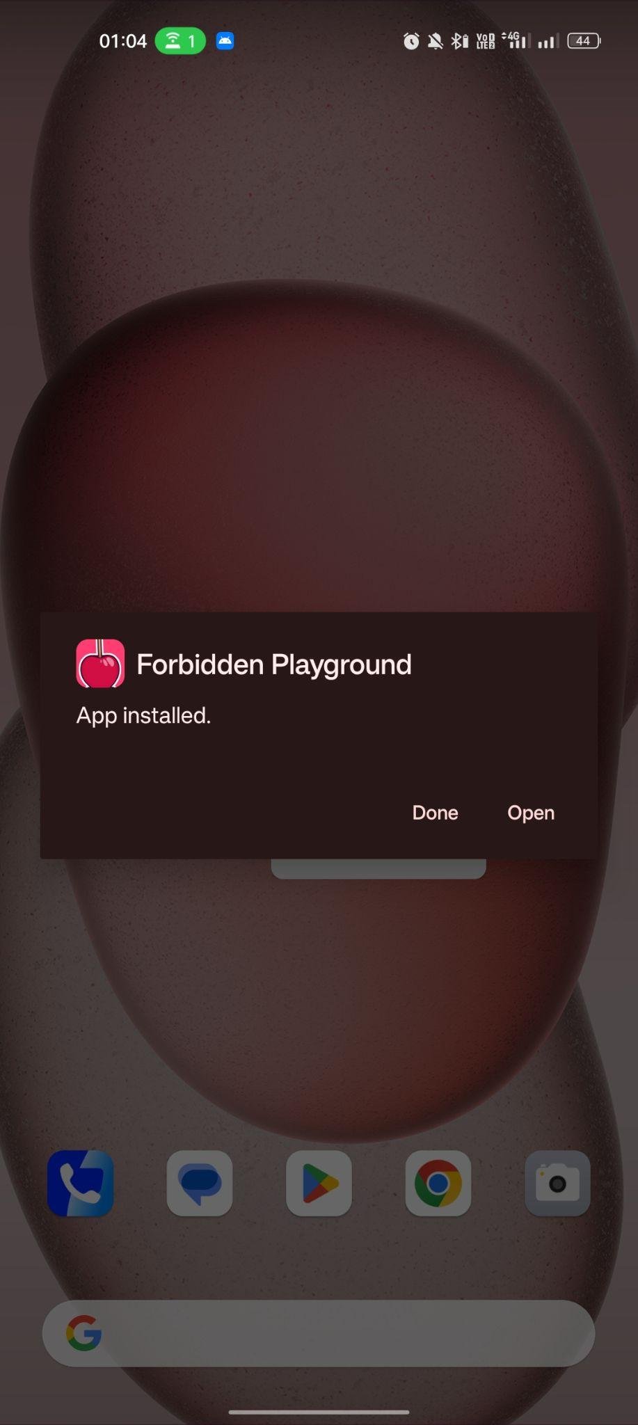 Forbidden Playground apk installed