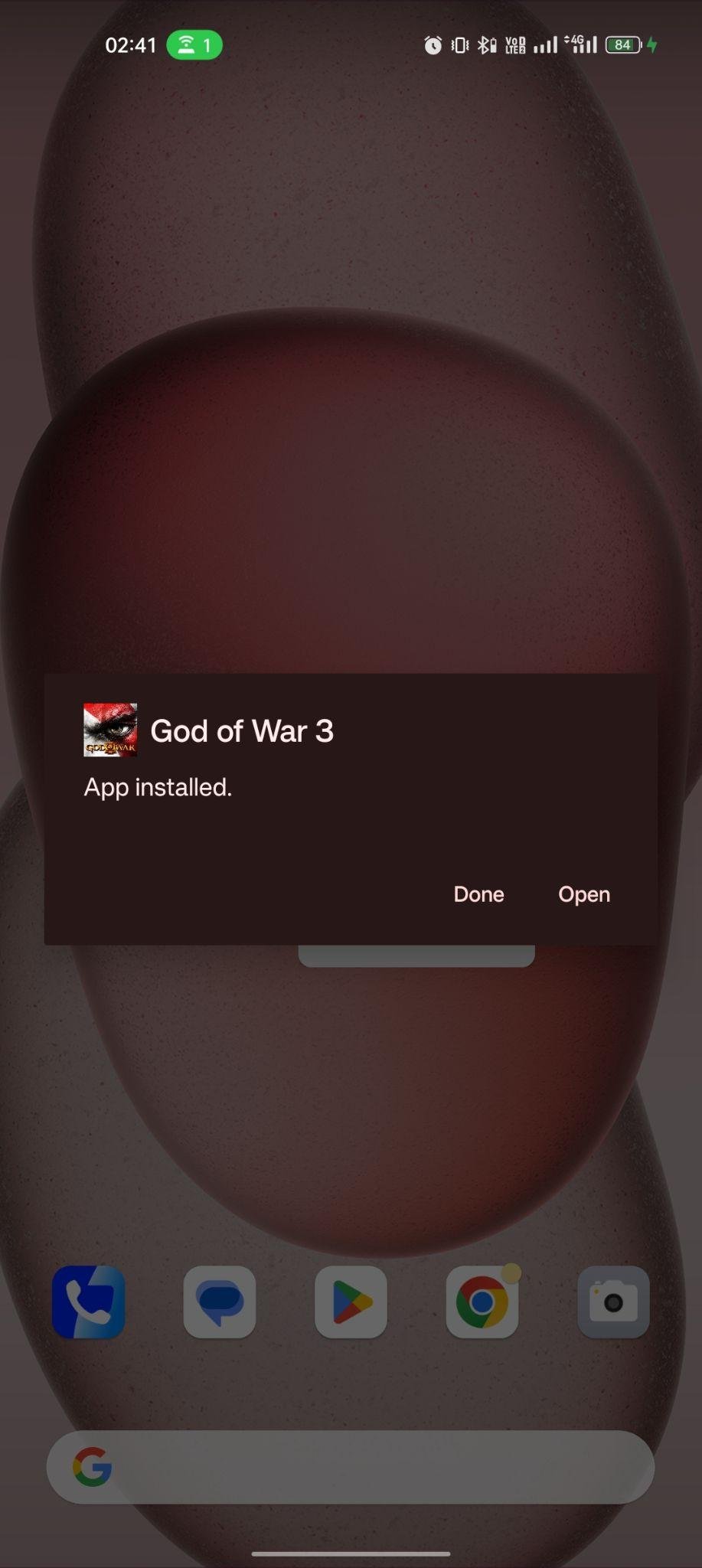 God Of War 3 apk installed