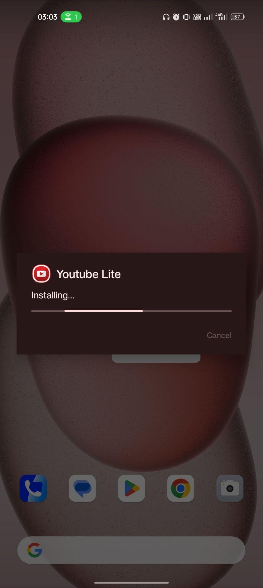 YouTube Lite apk installing