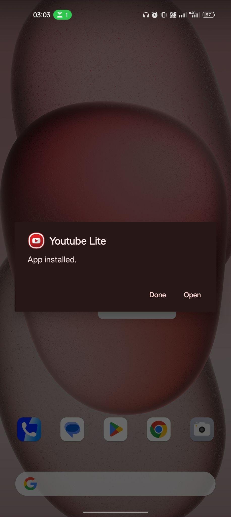 YouTube Lite apk installed