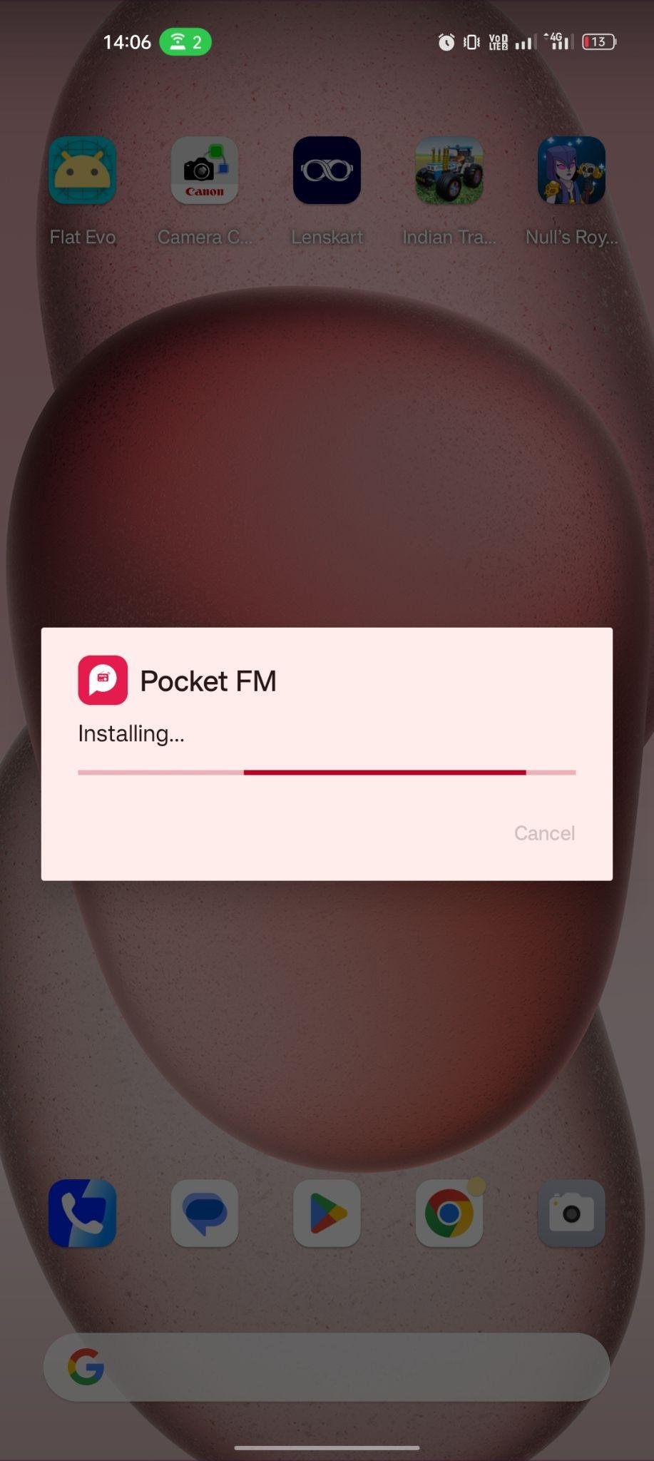 Pocket FM apk installing