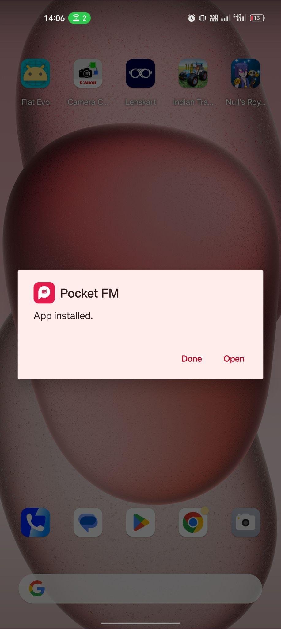 Pocket FM apk installed
