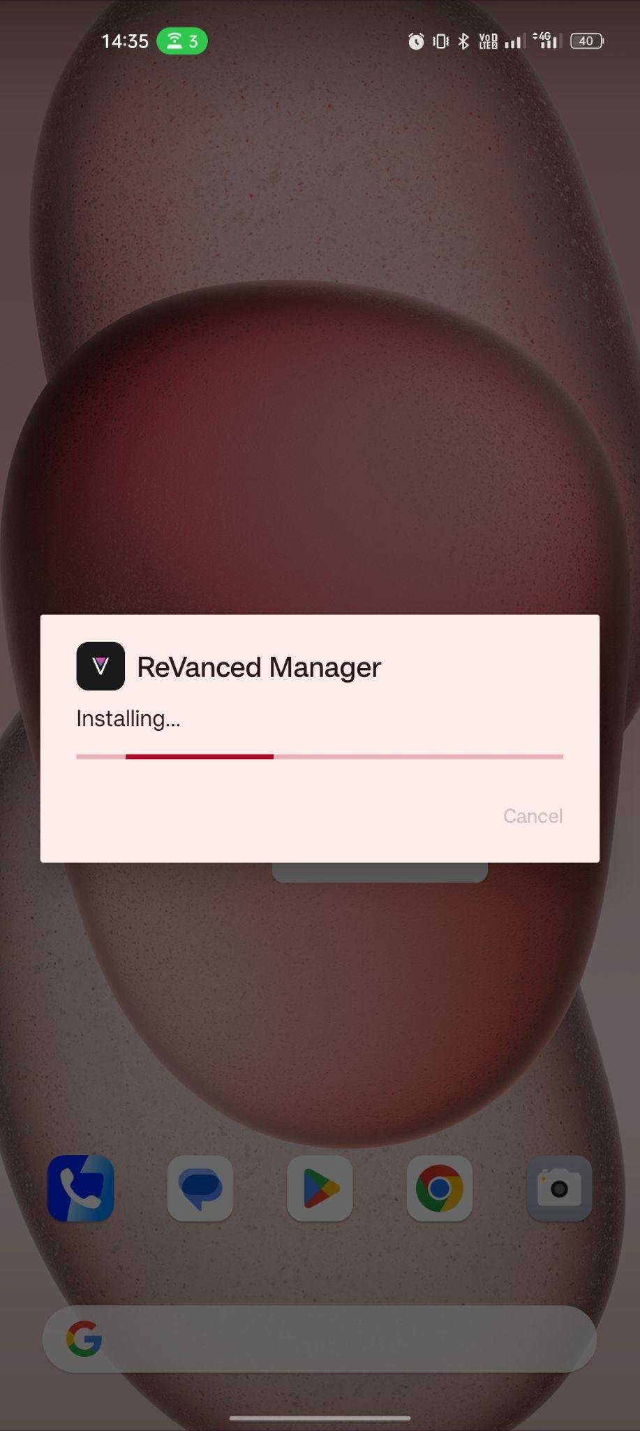 ReVanced Manager apk installing