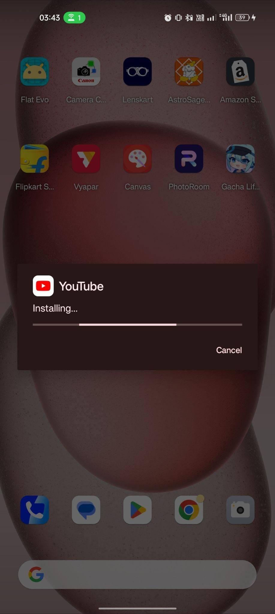 YouTube apk installing
