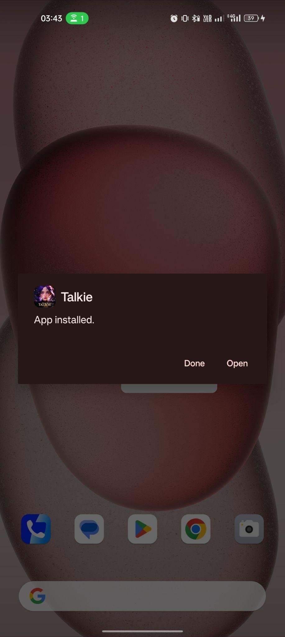 Talkie: Soulful AI apk installed