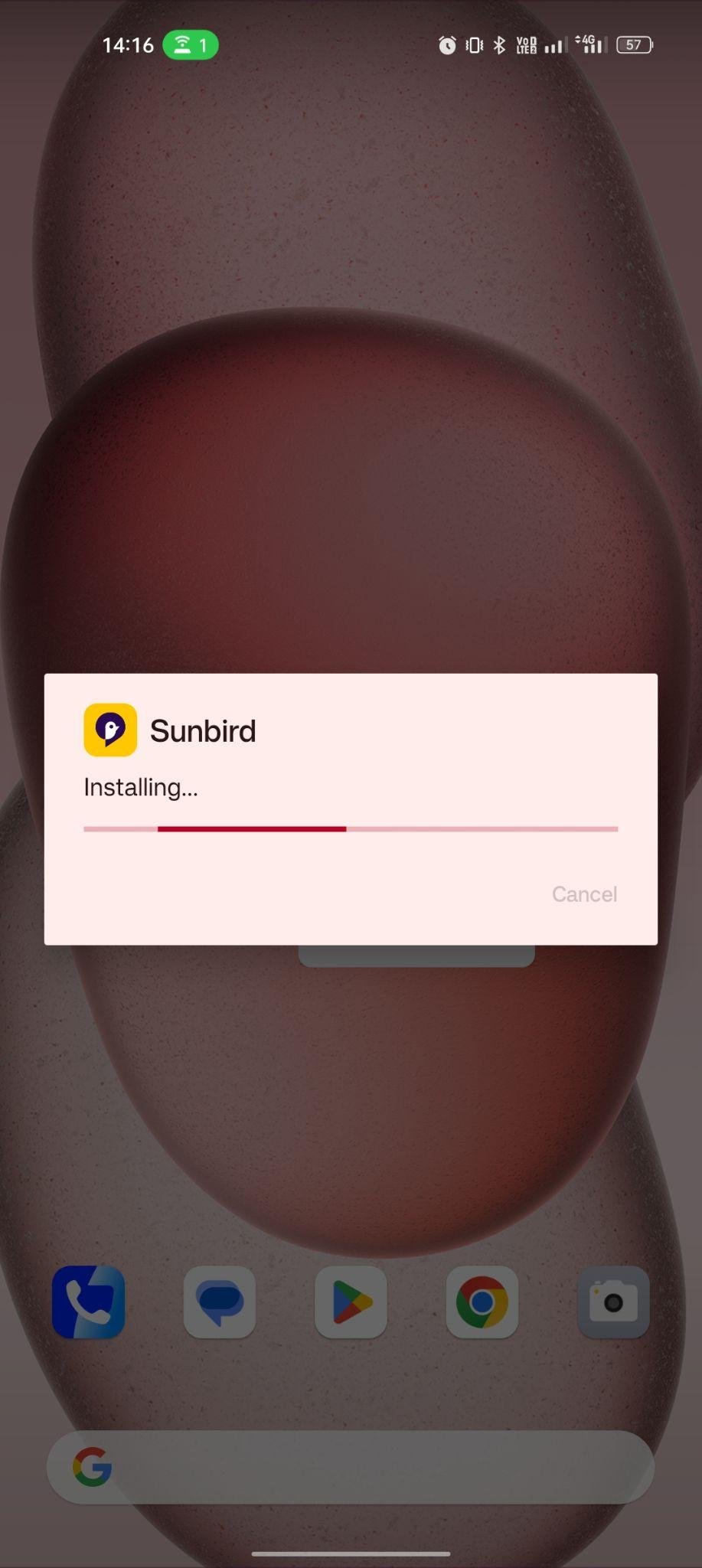 Sunbird apk installing