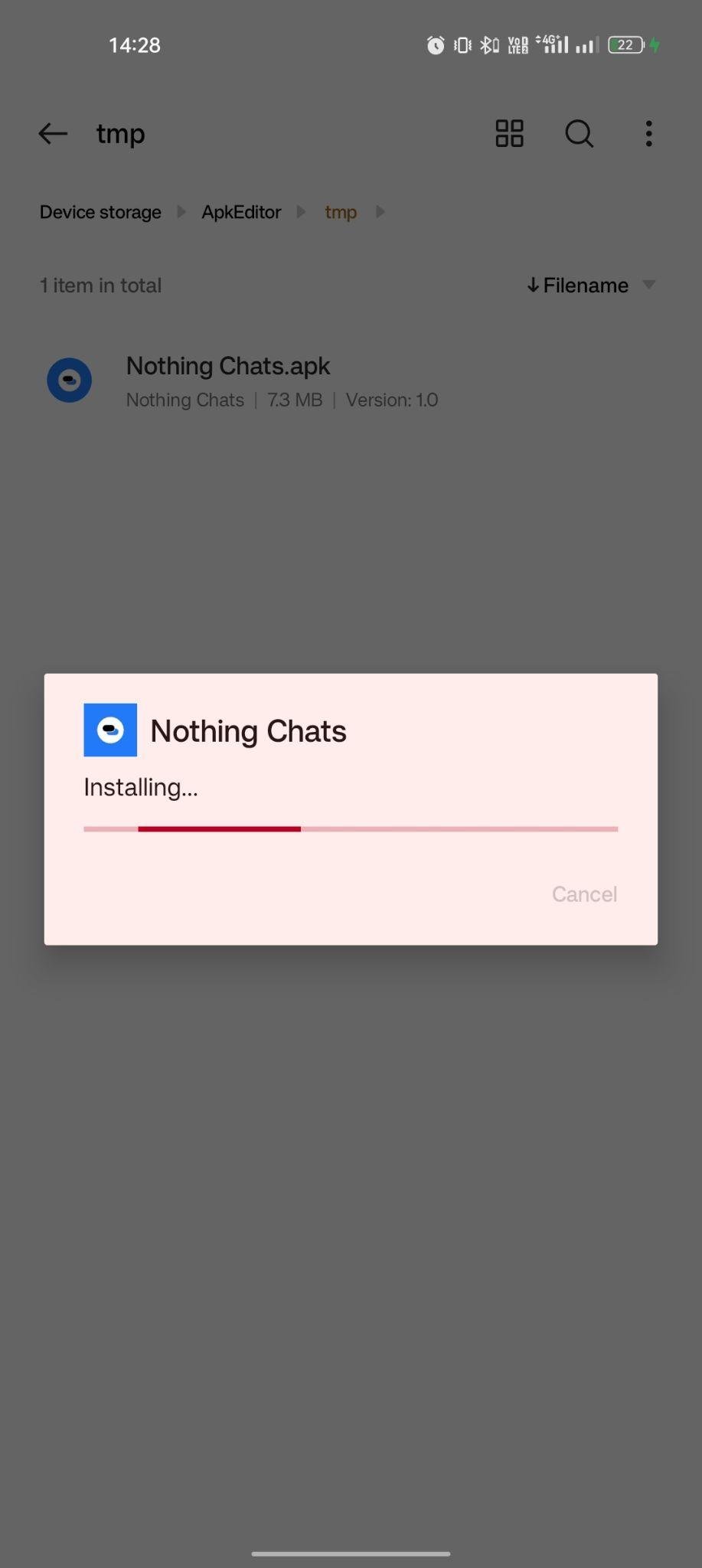 Nothing Chats apk installing