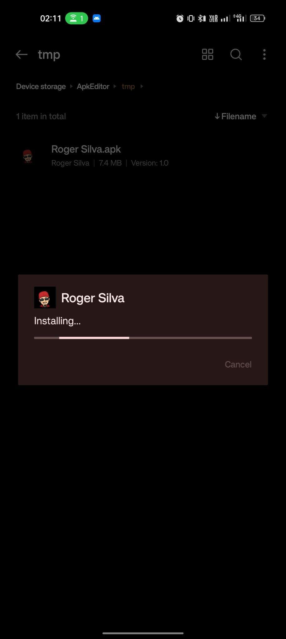 Roger Silva apk installing