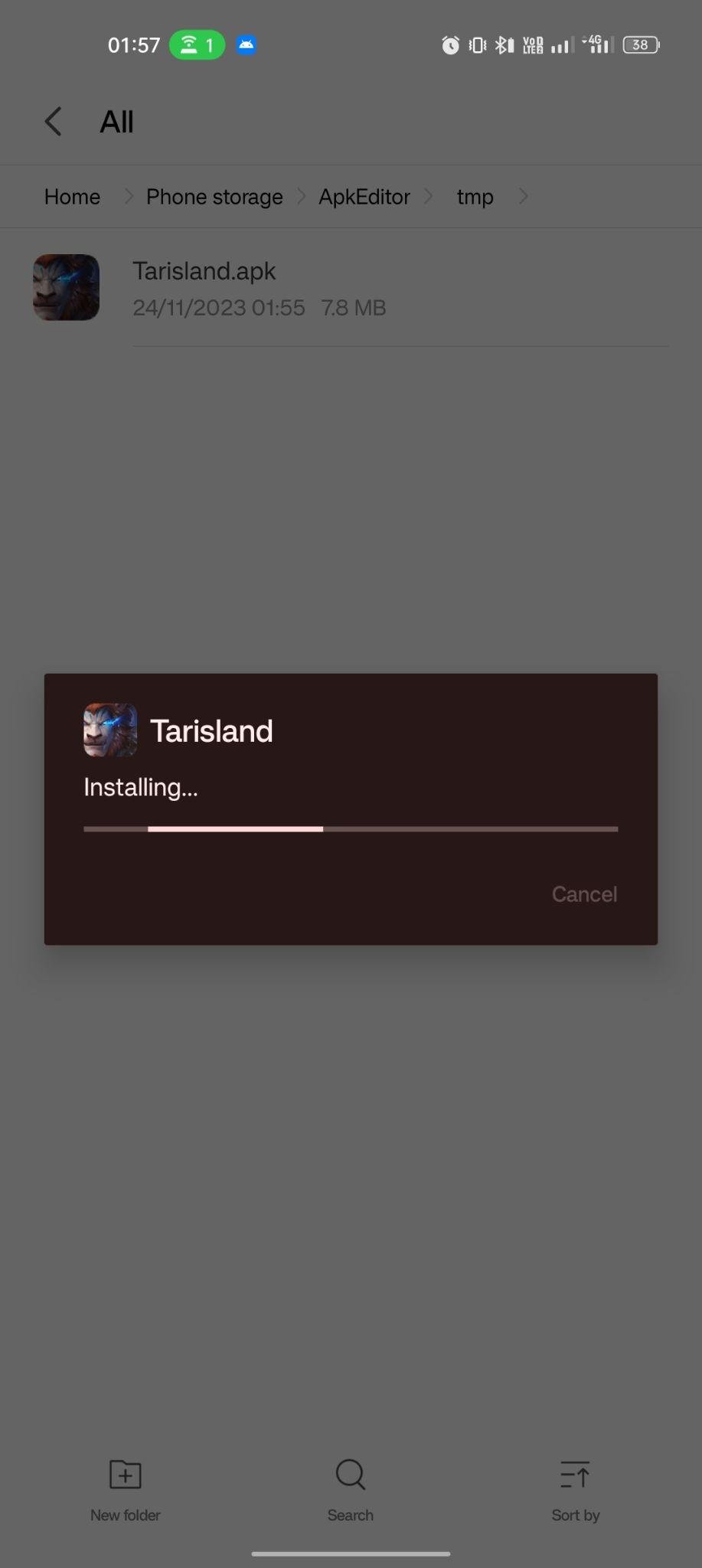 Tarisland apk installing