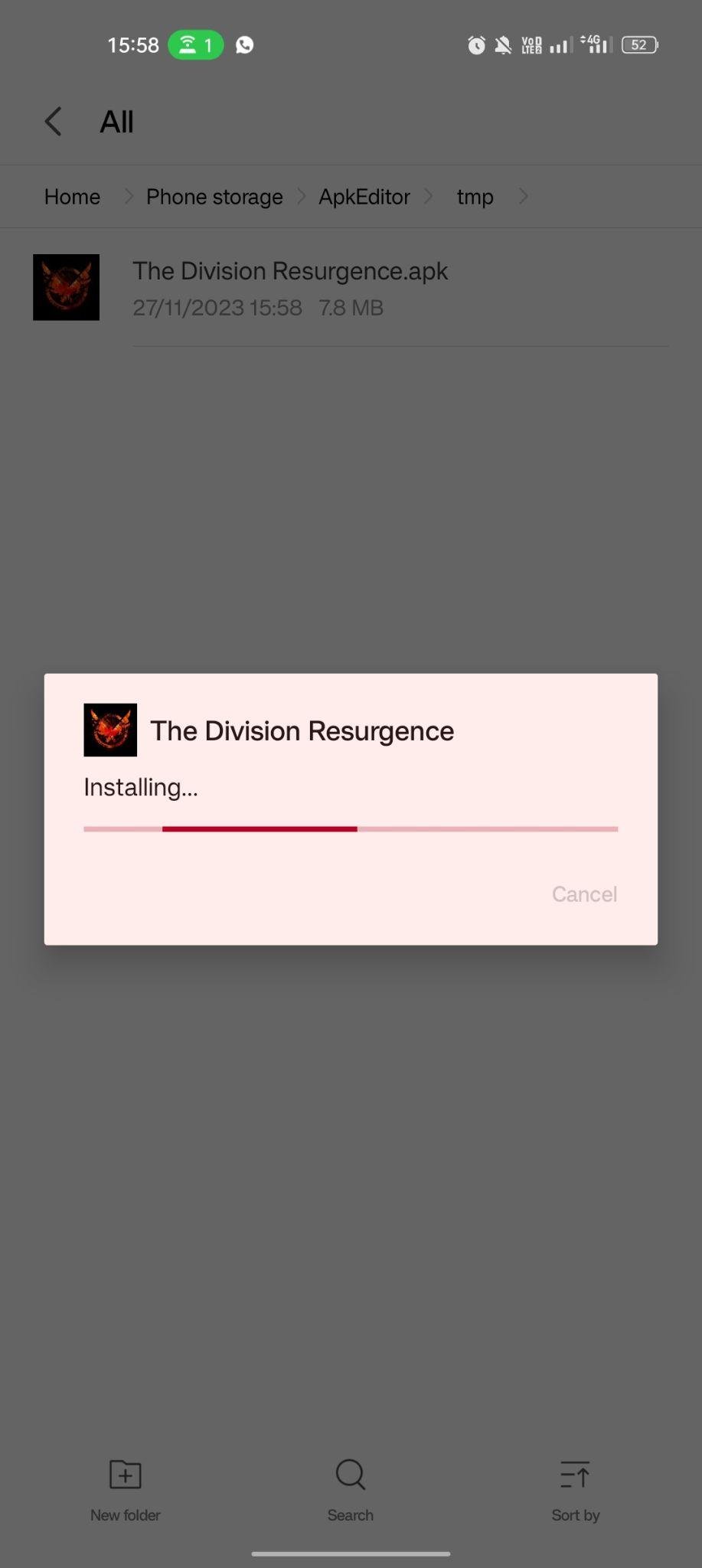 The Division Resurgence apk installing