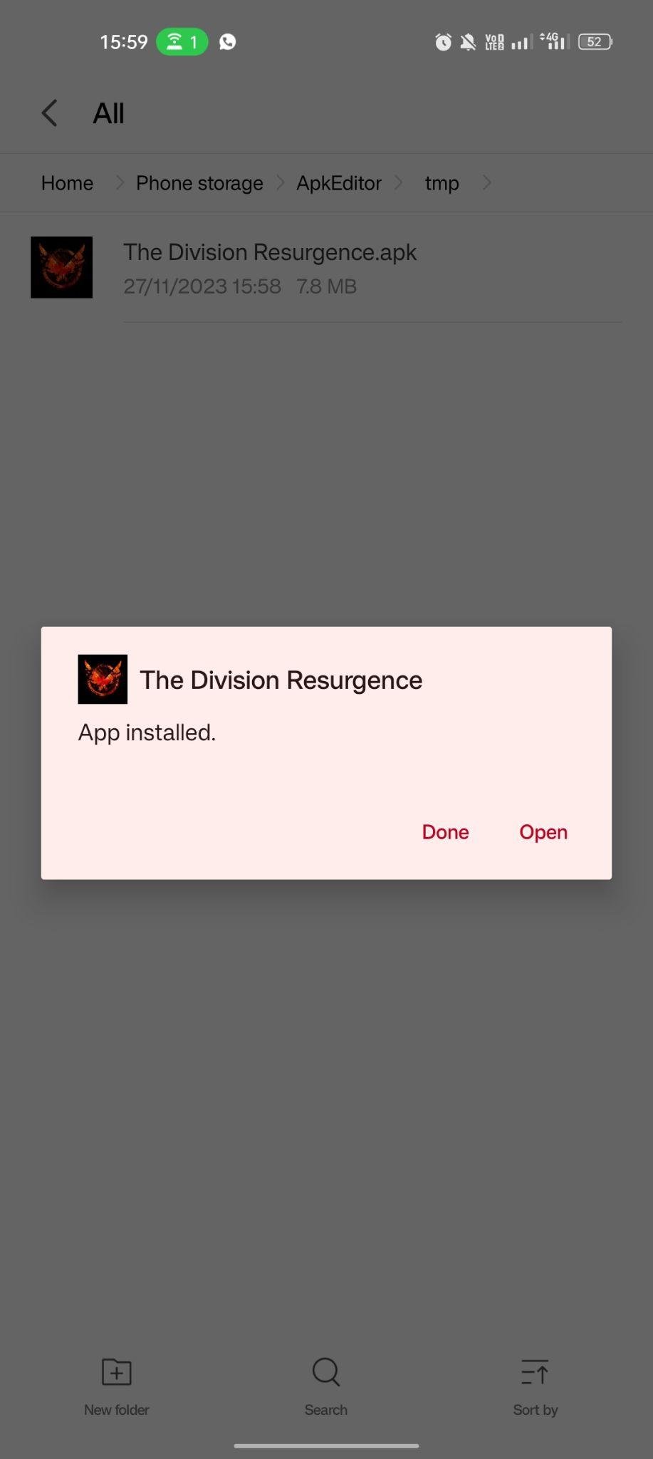 The Division Resurgence apk installed