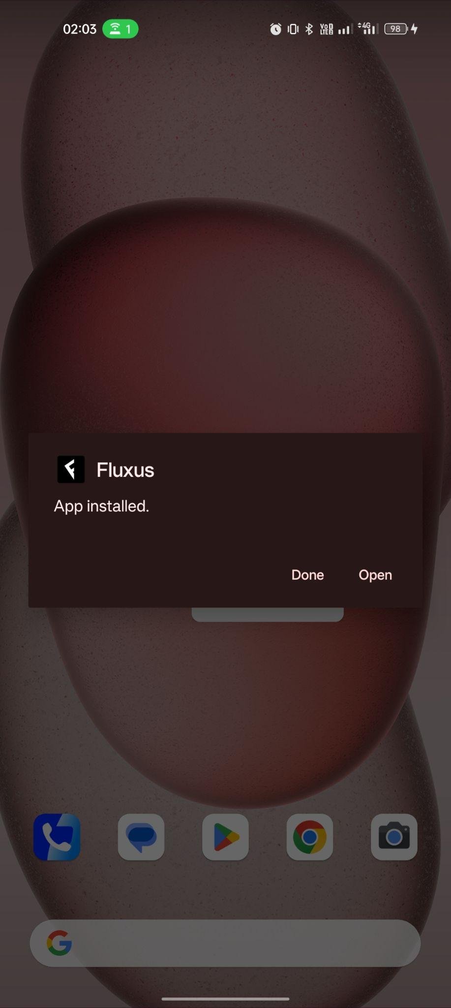 Fluxus Executor apk installed