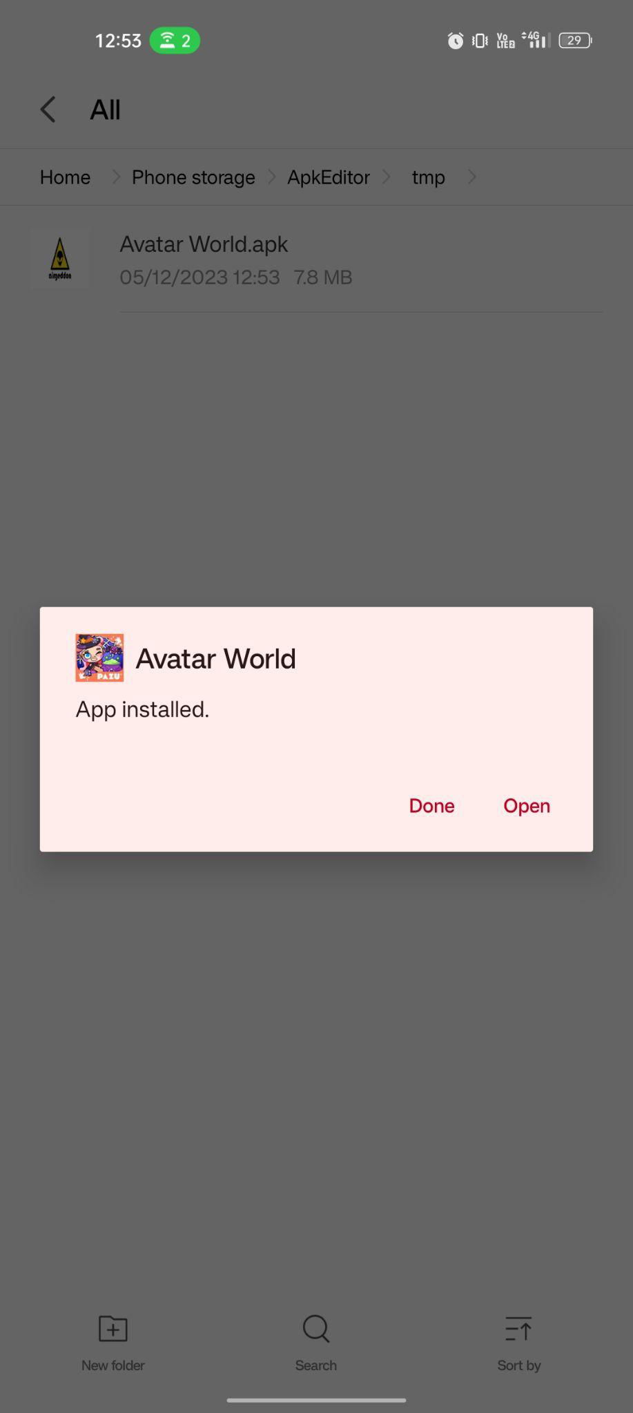 Avatar World apk installed