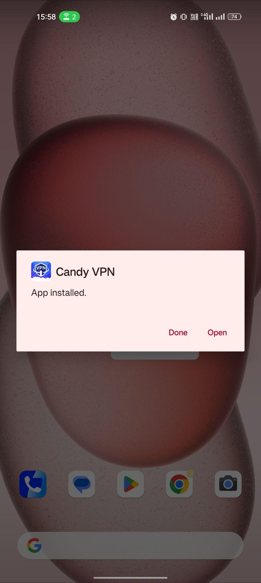 Candy VPN apk installed