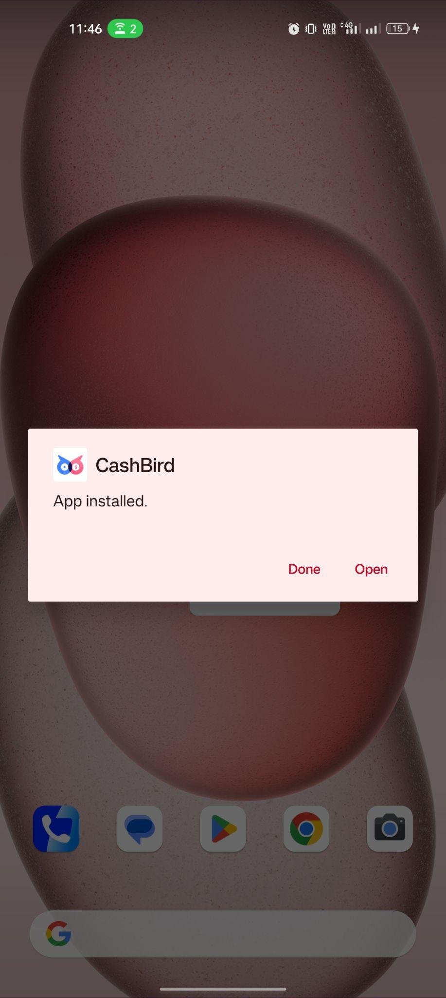 CashBird apk installed