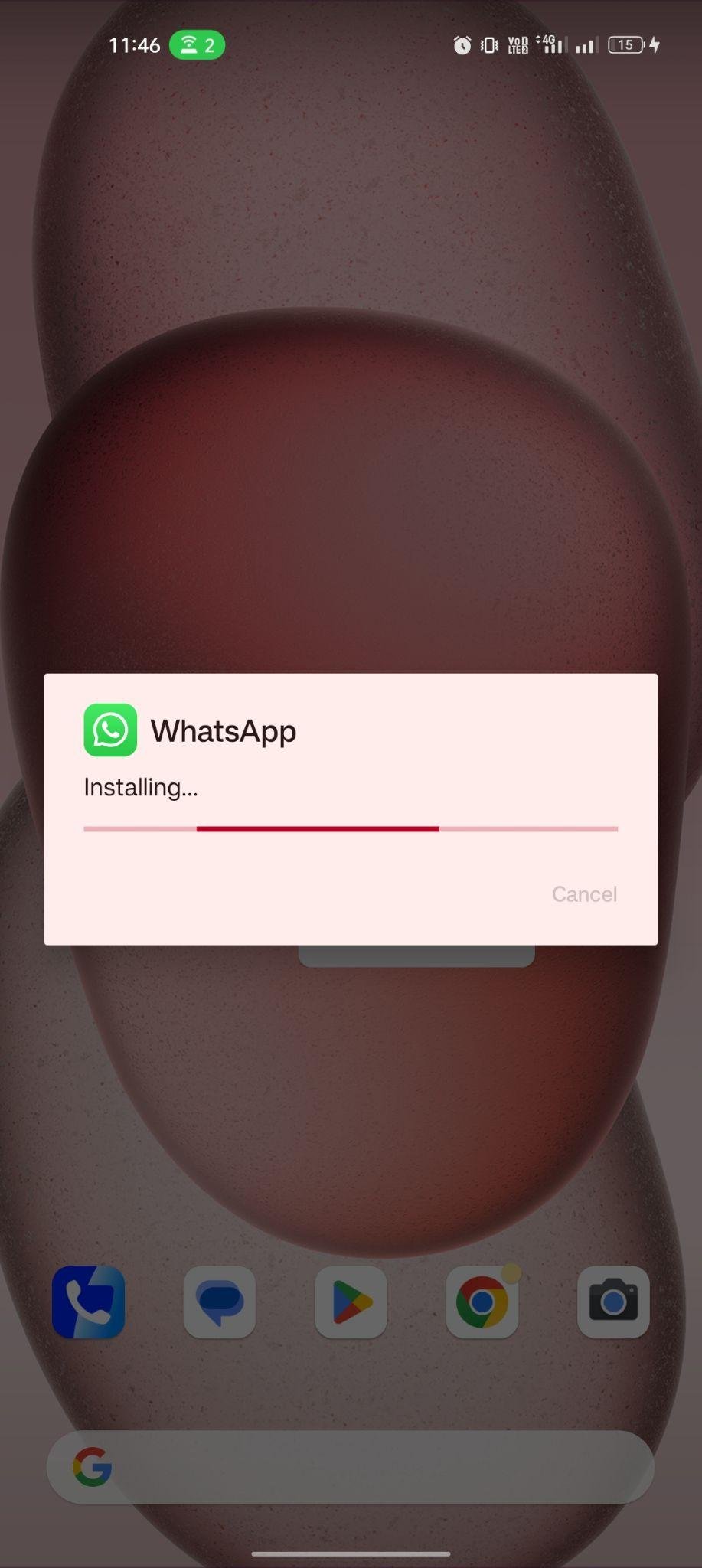 WhatsApp Lite apk installing