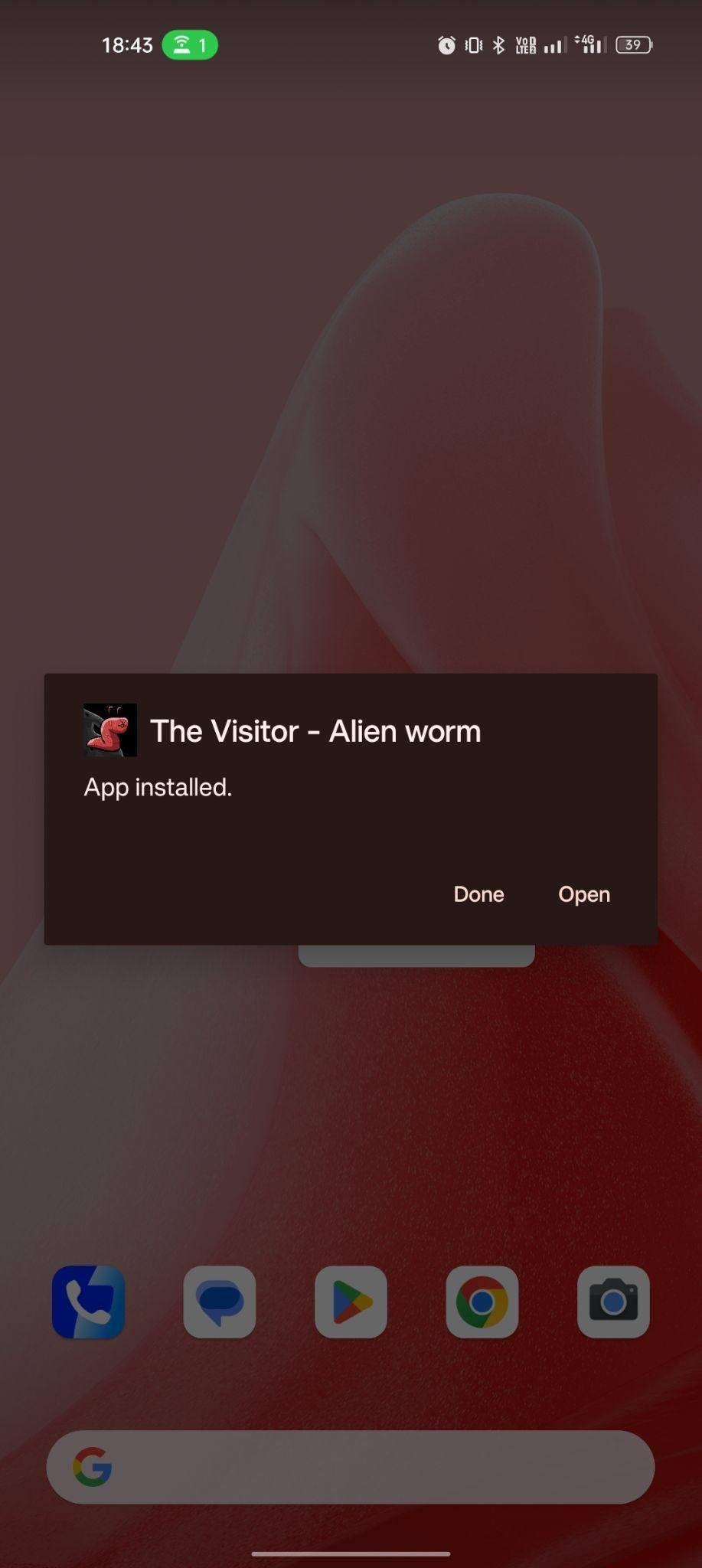The Visitor apk installed