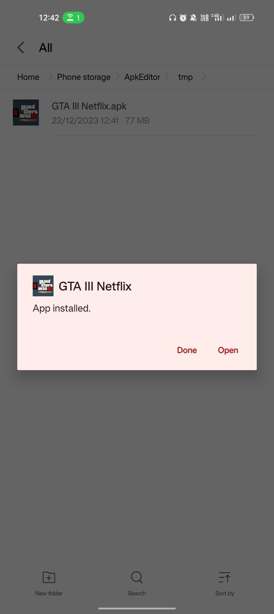 GTA III - Netflix apk installed