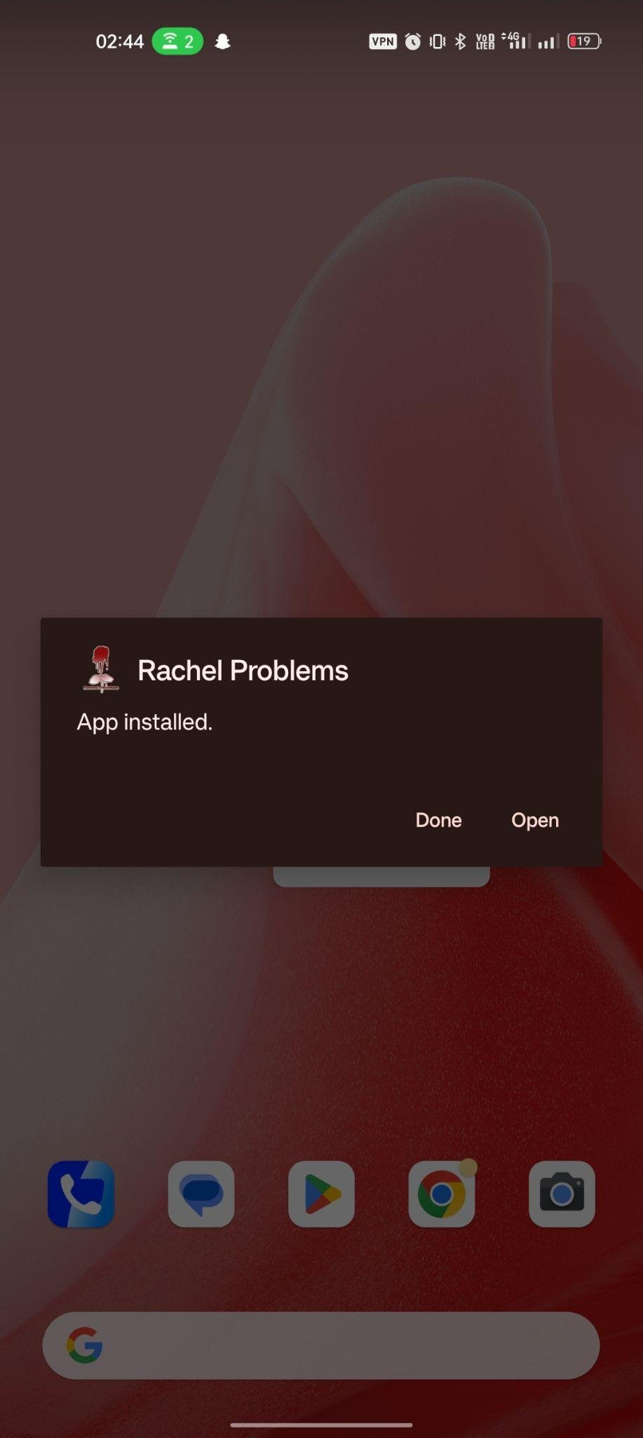 Rachel's Problems apk installed
