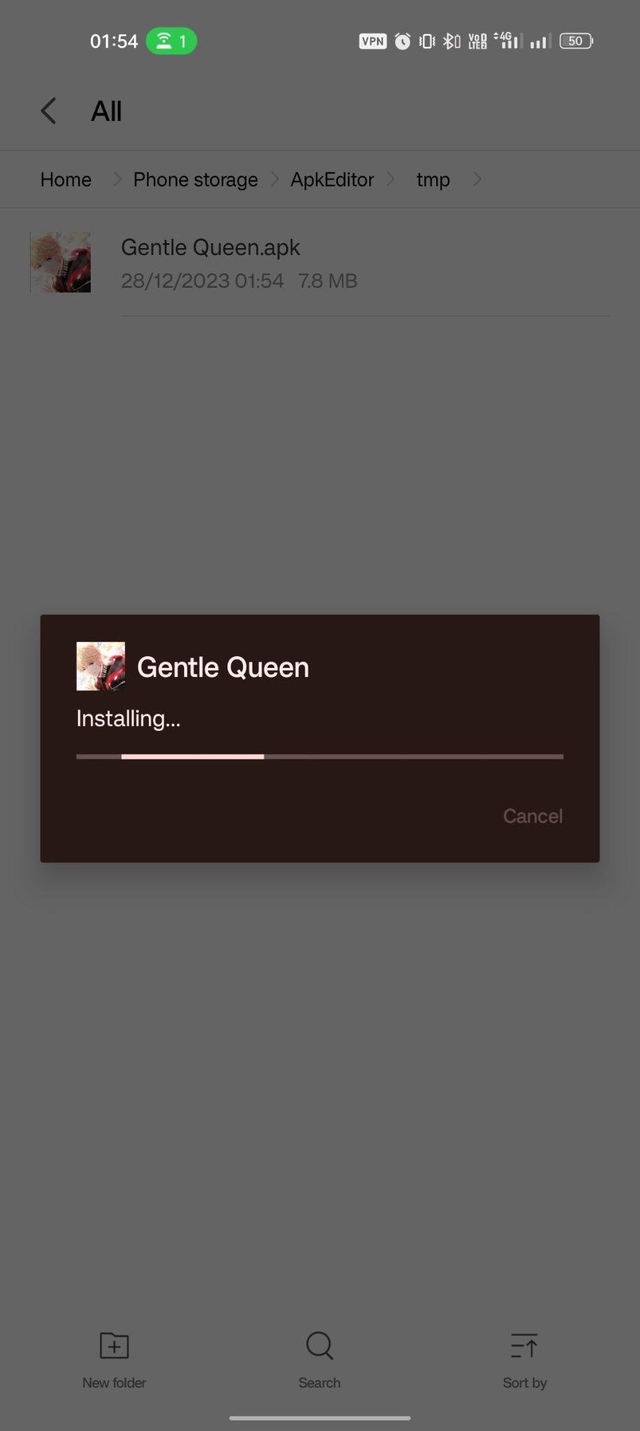 Gentle Queen apk installing