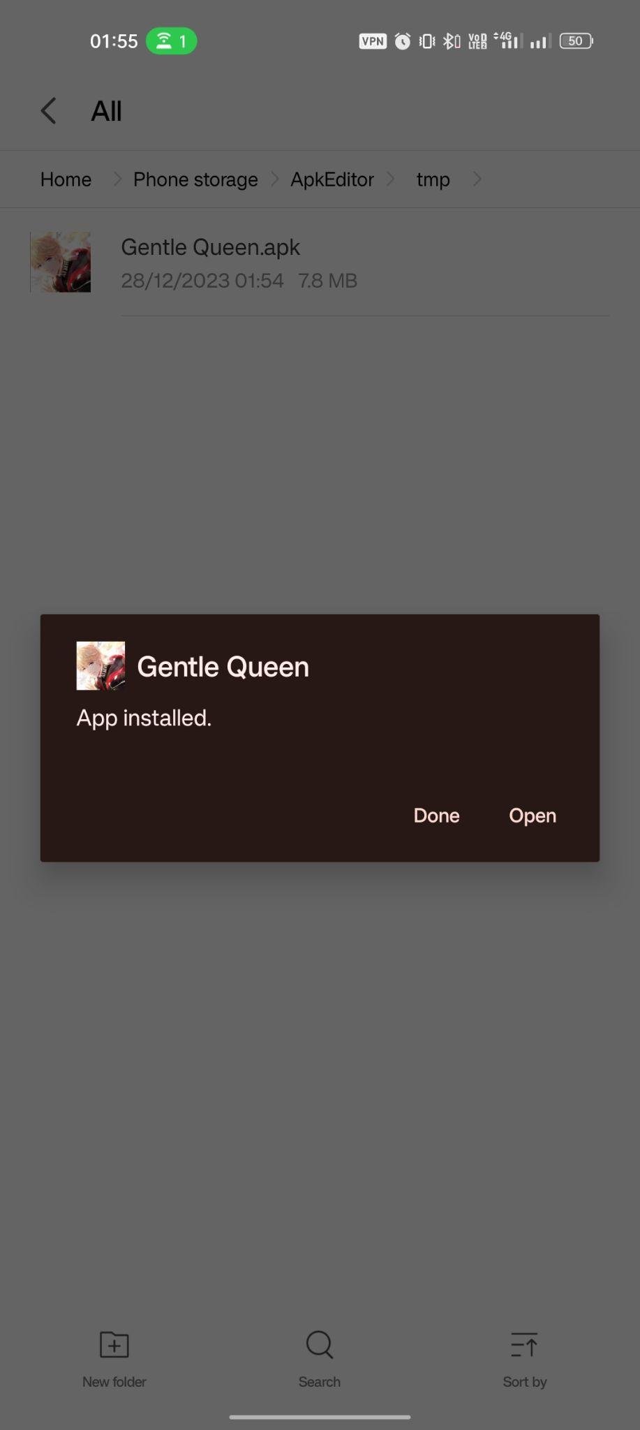 Gentle Queen apk installed