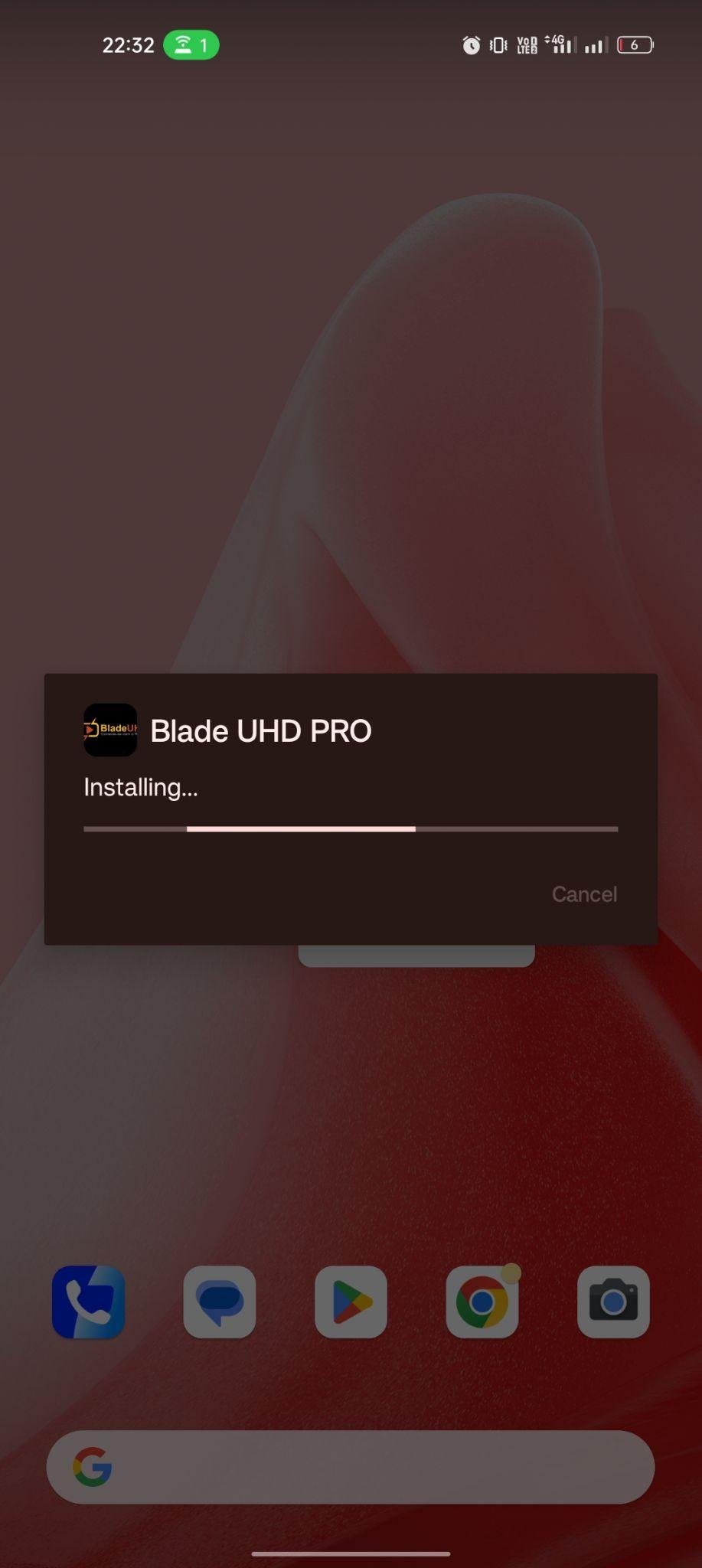 Blade UHD apk installing