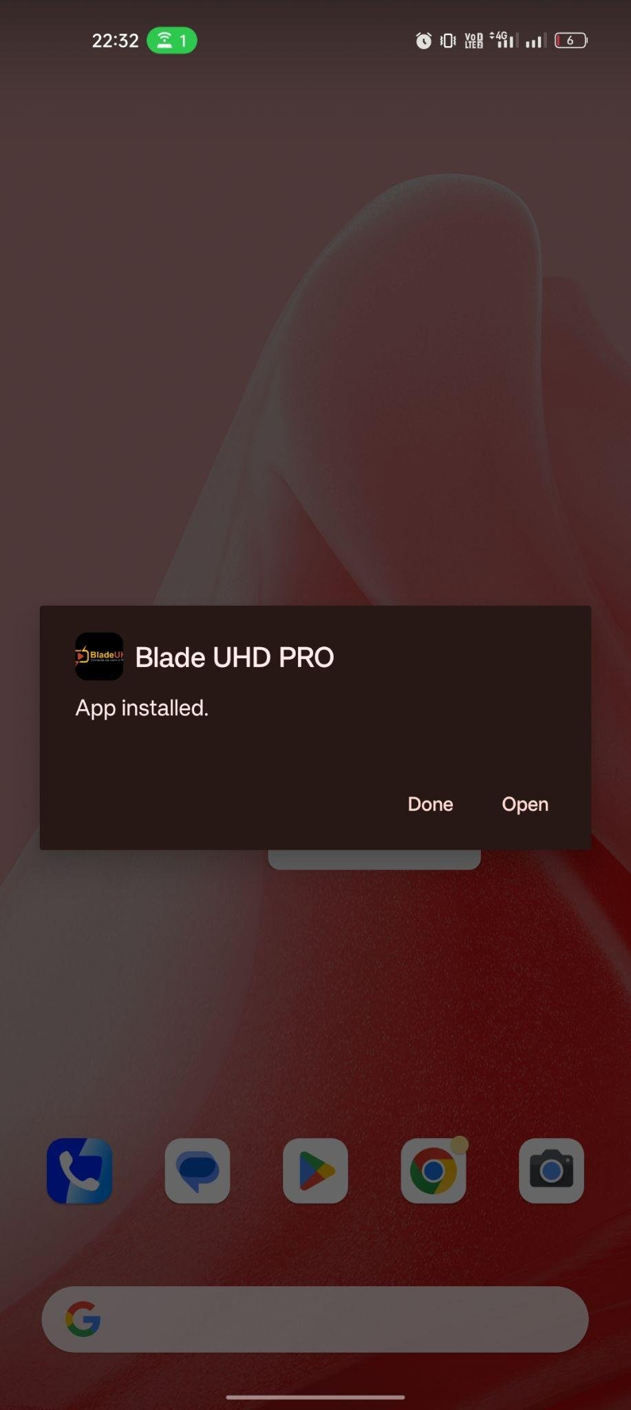 Blade UHD apk installed