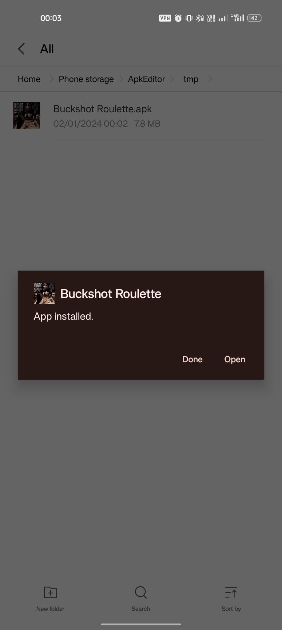 Buckshot Roulette apk installed
