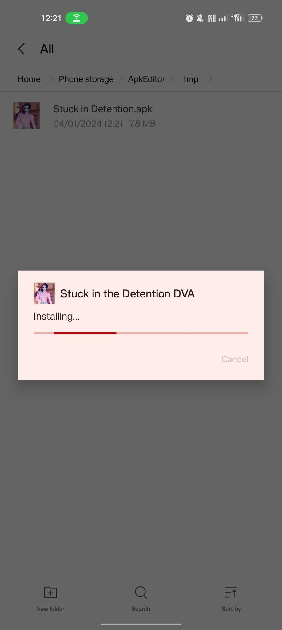 Stuck in Detention with DVA apk installing