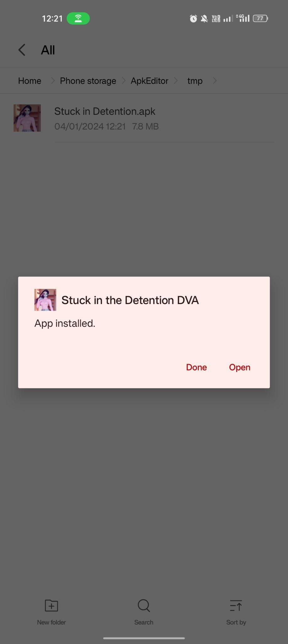 Stuck in Detention with DVA apk installed