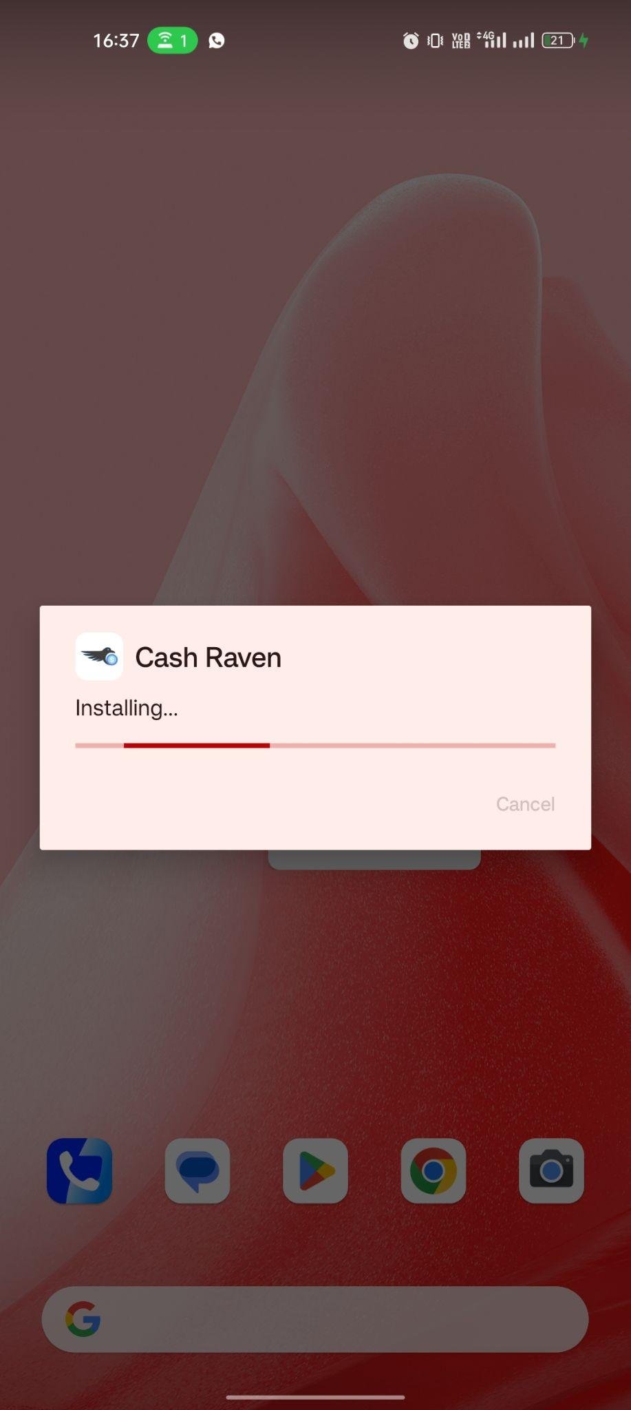 Cash Raven Make Passive Income apk installing