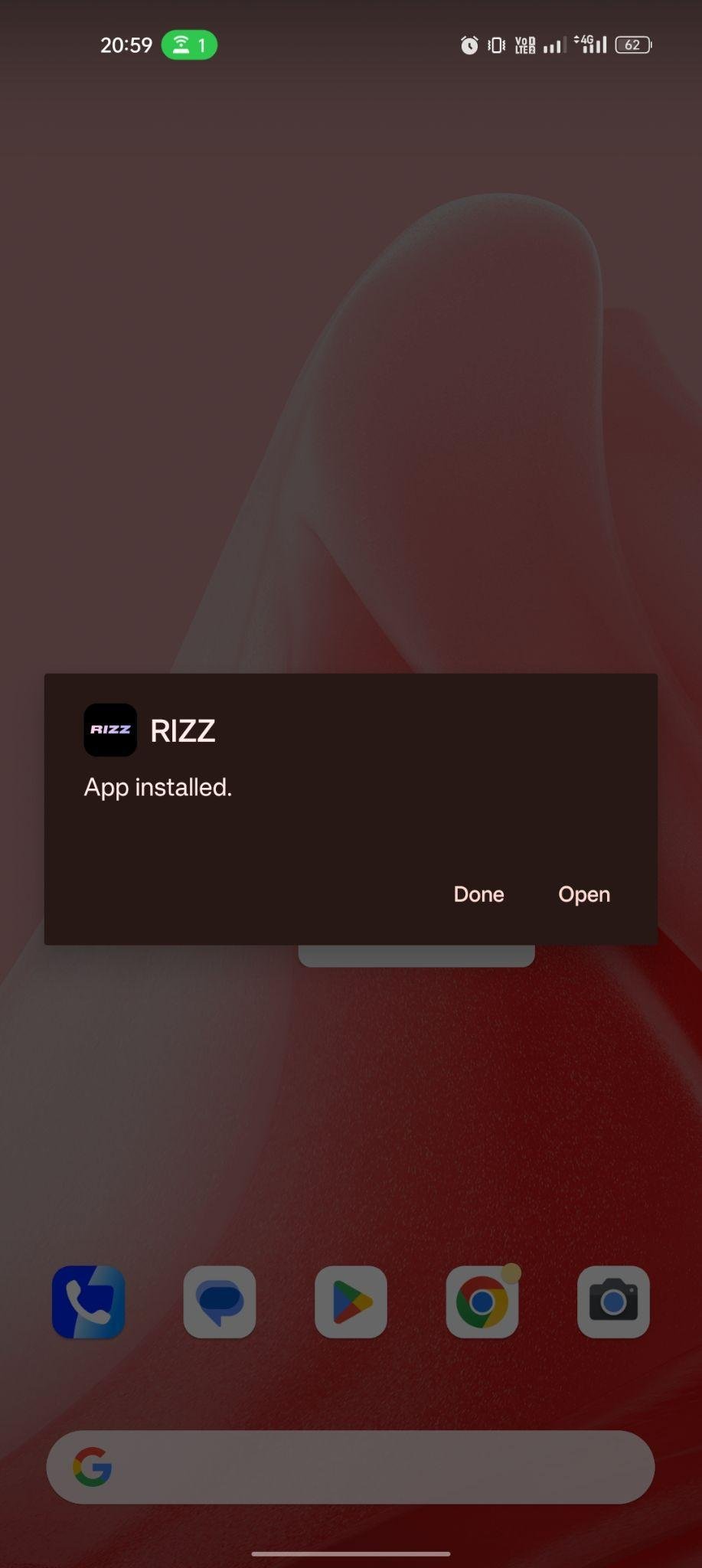 RIZZ apk installed