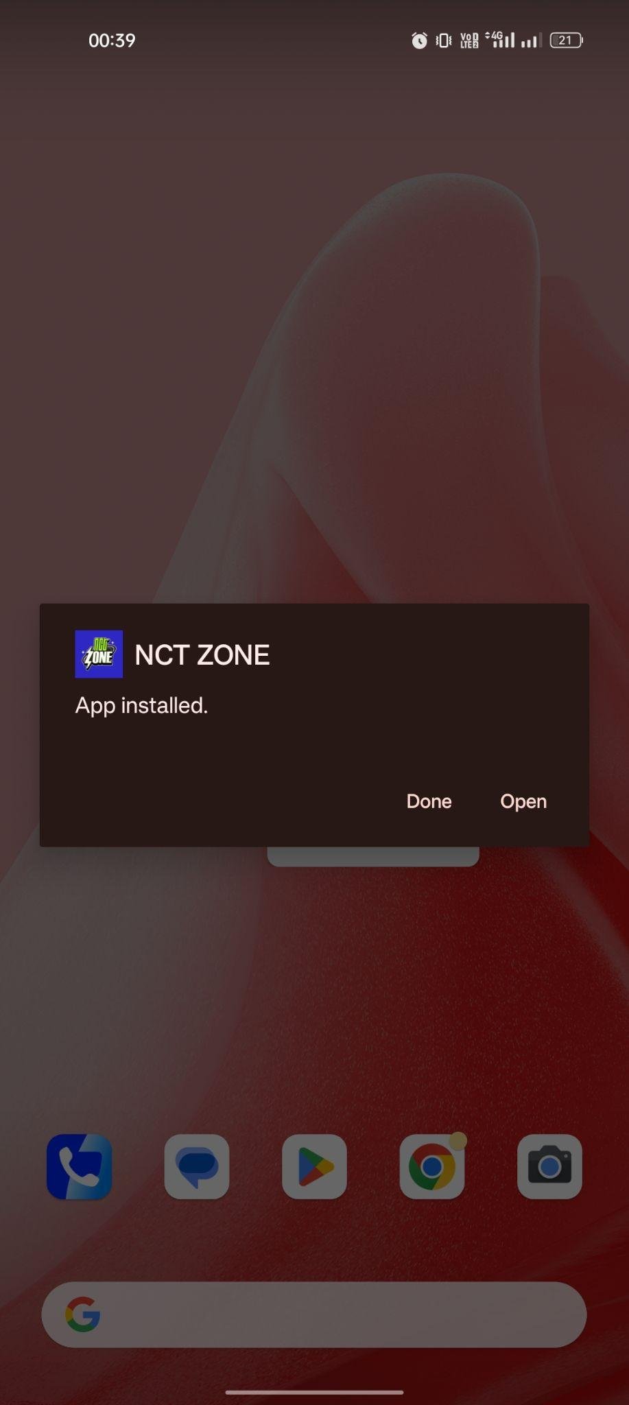 NCT Zone apk installed