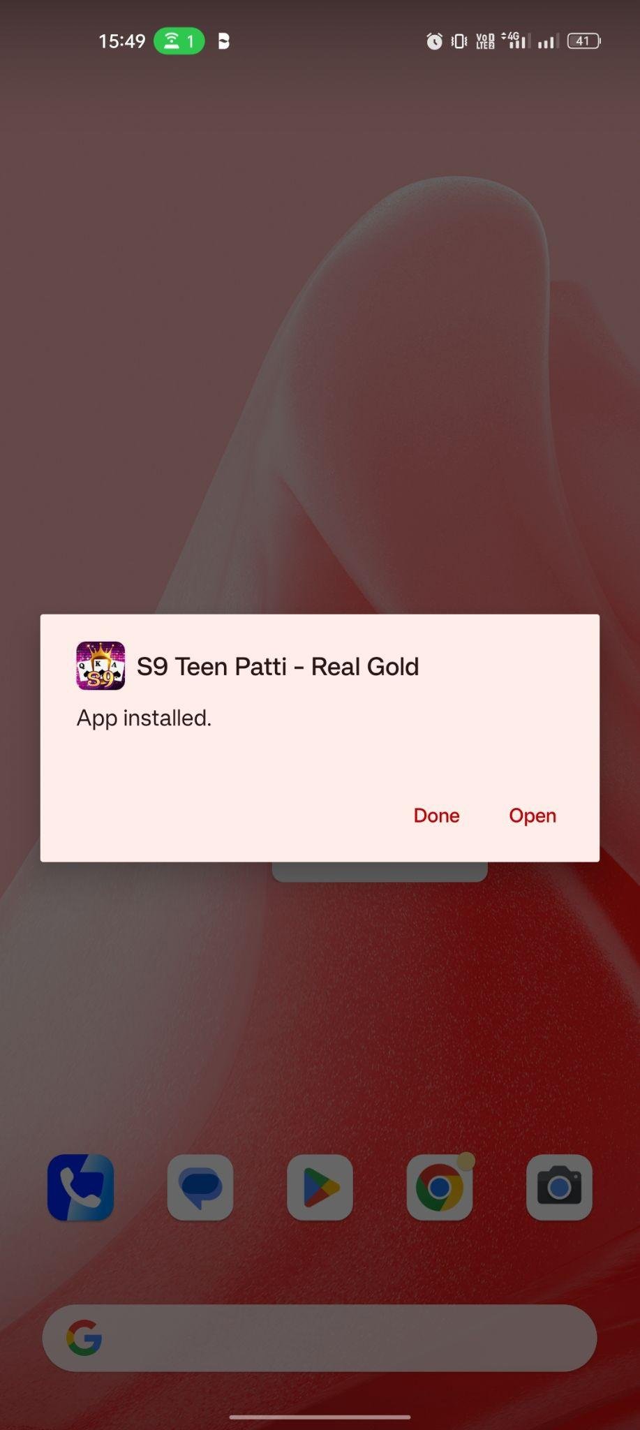 S9 Teen Patti Real Gold apk installed