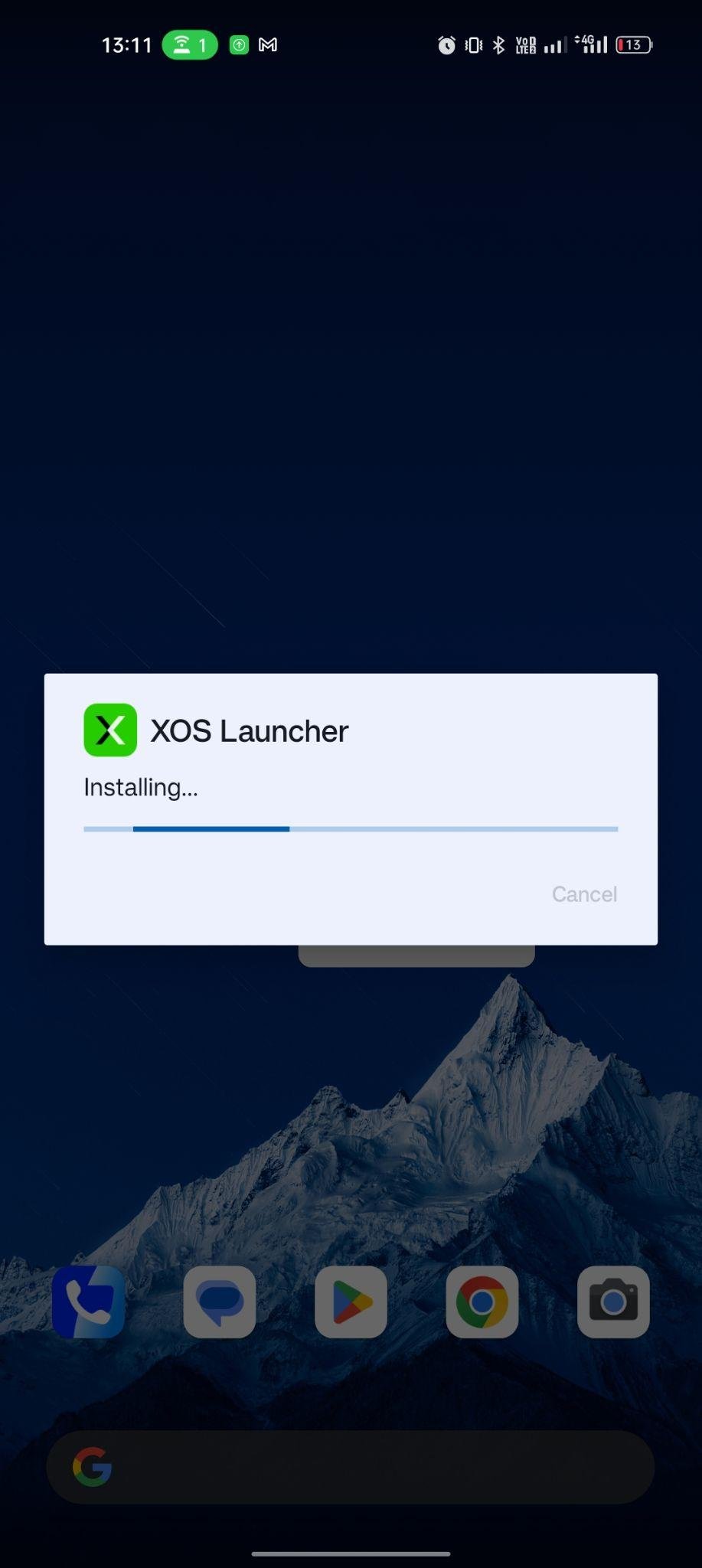 XOS Launcher apk installing