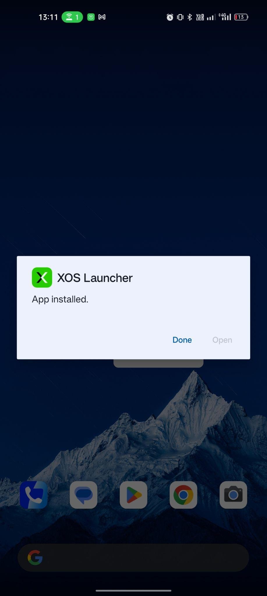 XOS Launcher apk installed