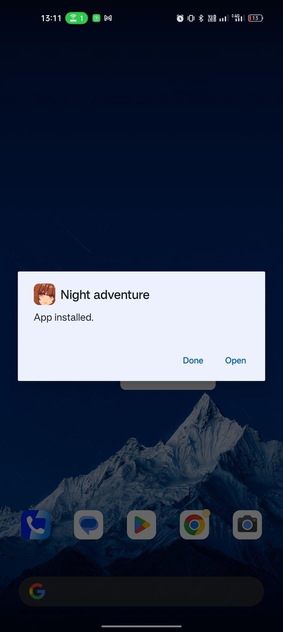 Night Adventure apk installed