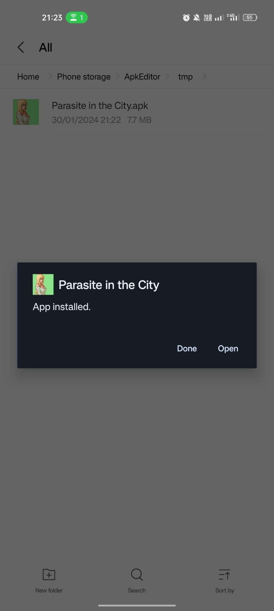 The Parasite in The City apk installed