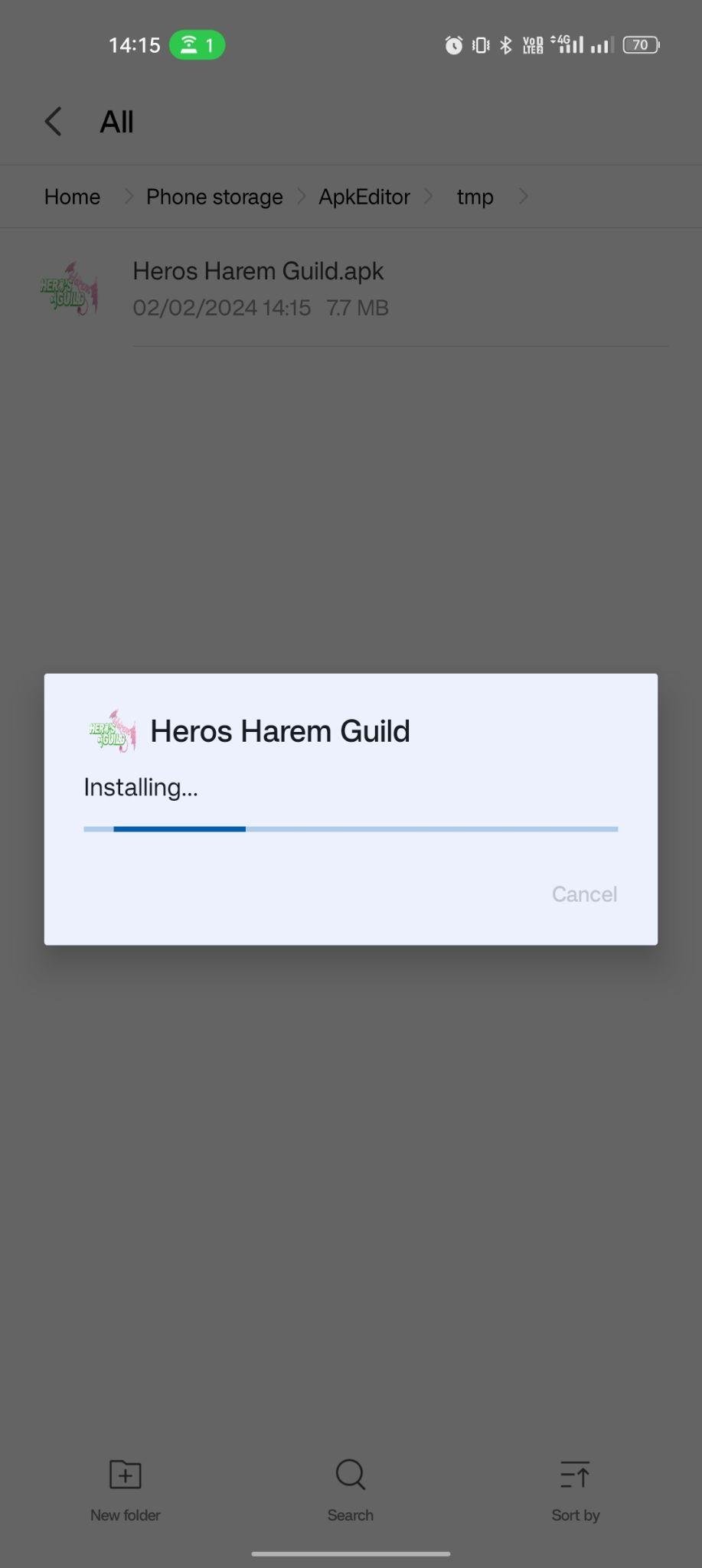 Heros Harem Guild apk installing