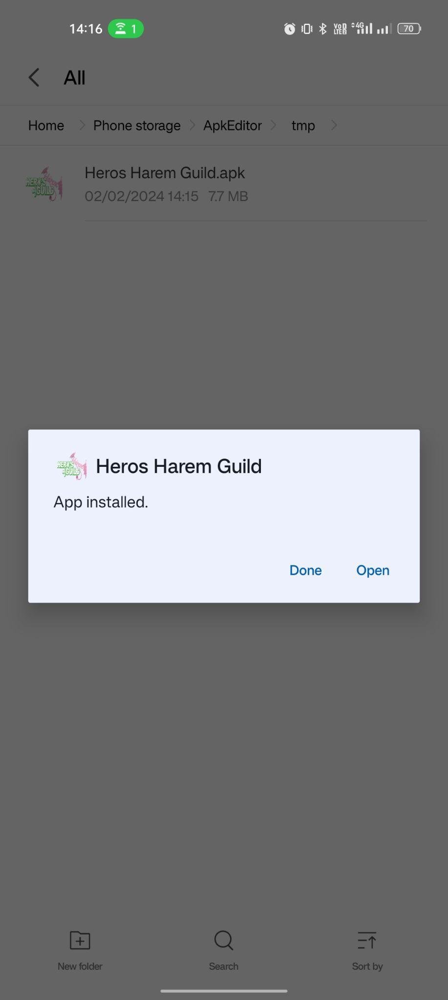 Heros Harem Guild apk installed