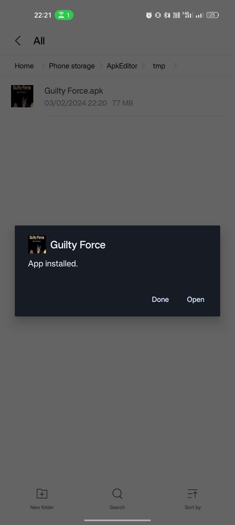 Guilty Force apk installed