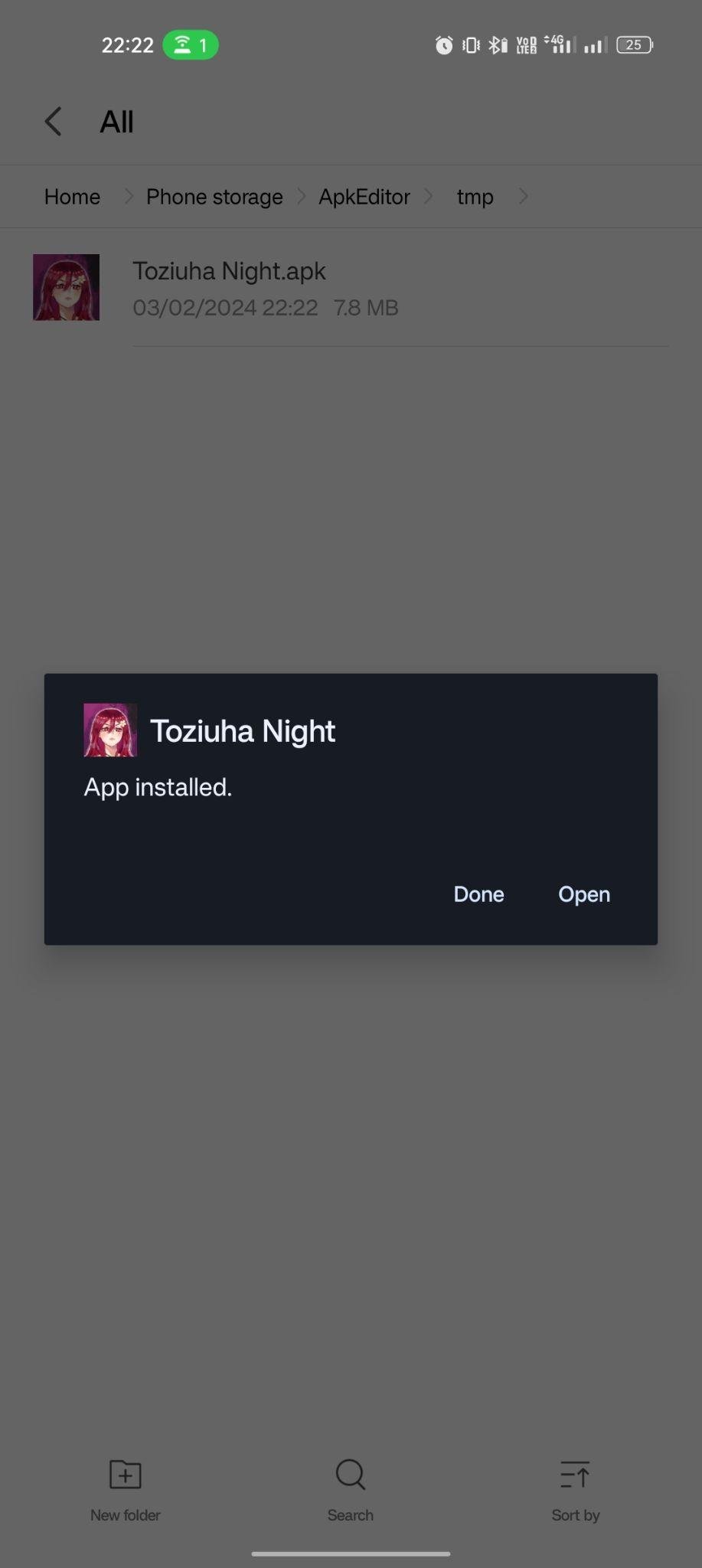 Toziuha Night apk installed