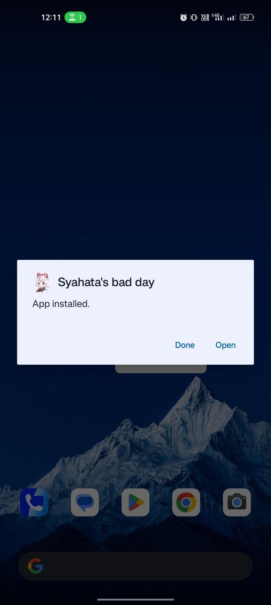 Syahata’s Bad Day apk installed