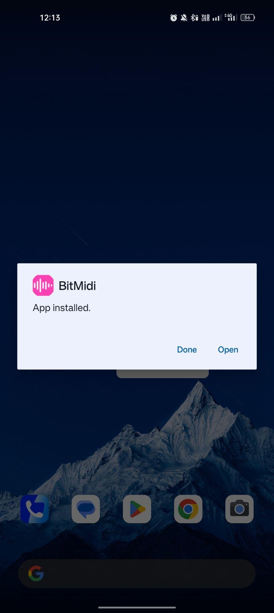 BitMidi apk installed