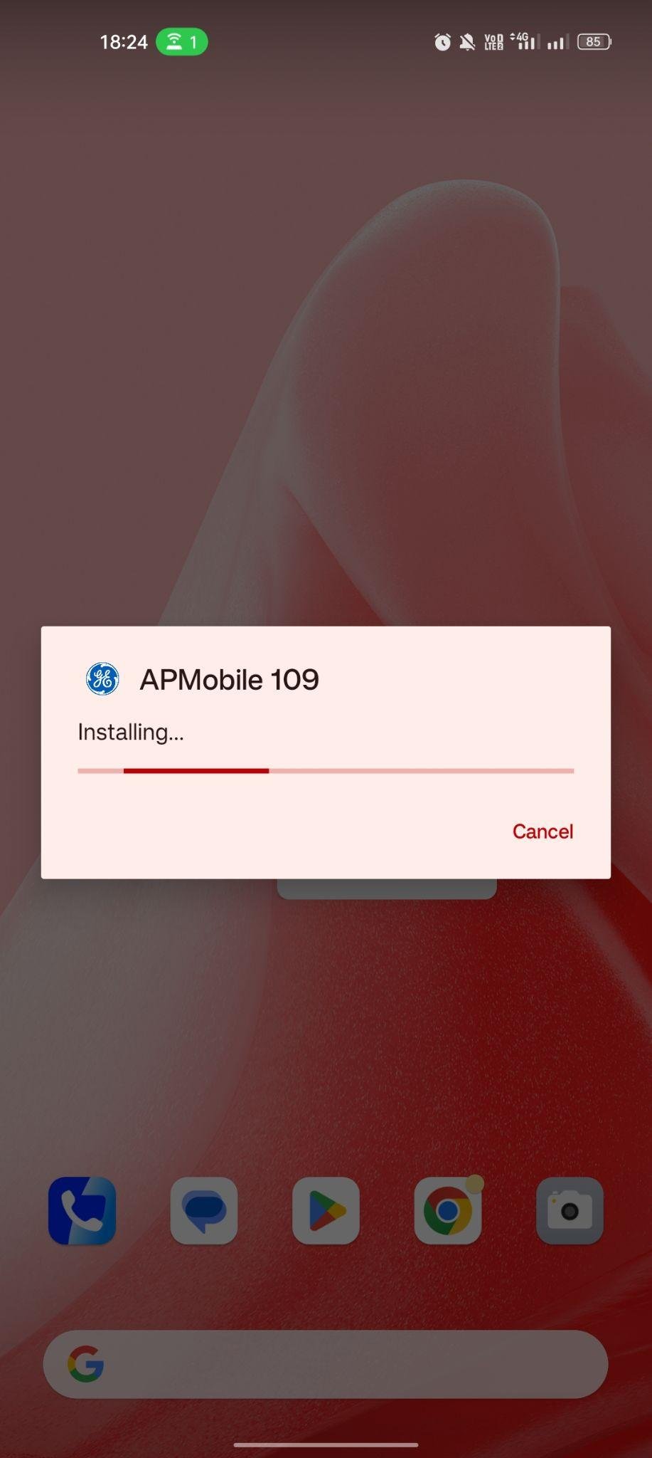 AP Mobile 109 apk installing