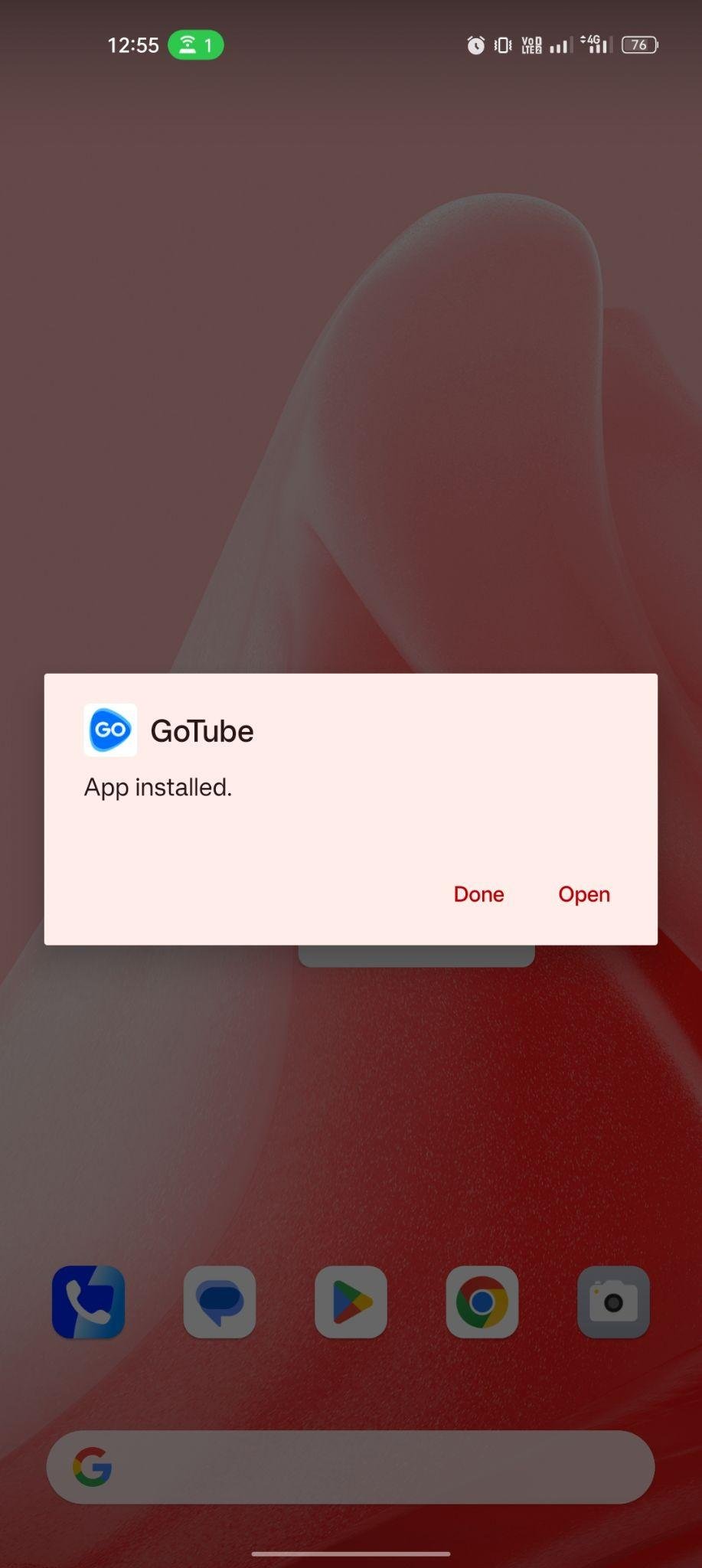 GoTube apk installed