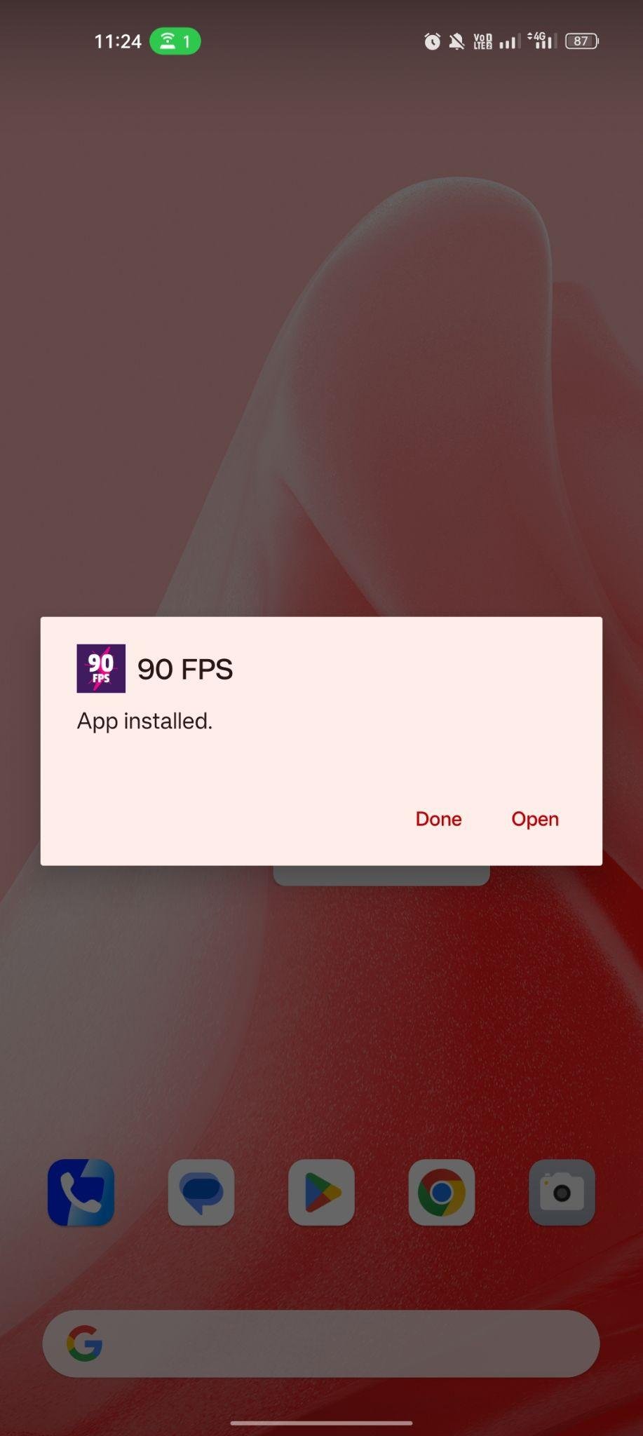 90 FPS apk installed